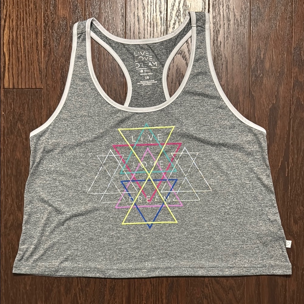 Gray Crop Graphic Tank Top